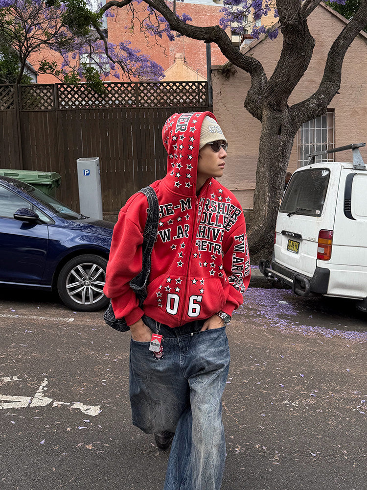 American Star Letter Print Hooded Parker