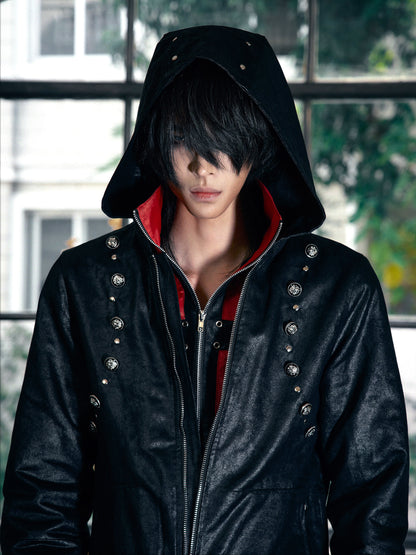 Hooded leather jacket jacket padded jacket