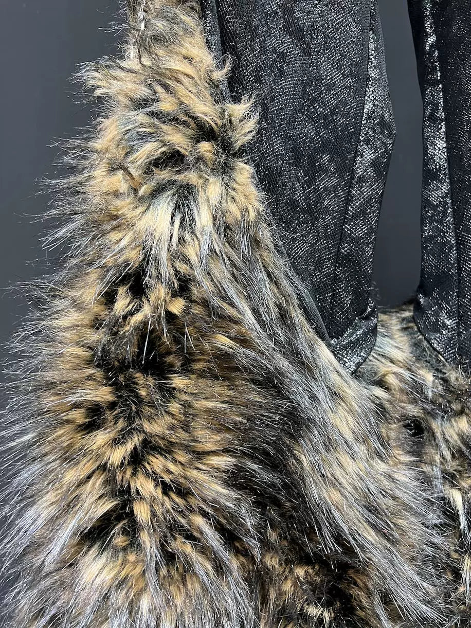 Leopard Chain Leather Pants