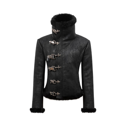 buckle turtleneck two-piece jacket for men and women