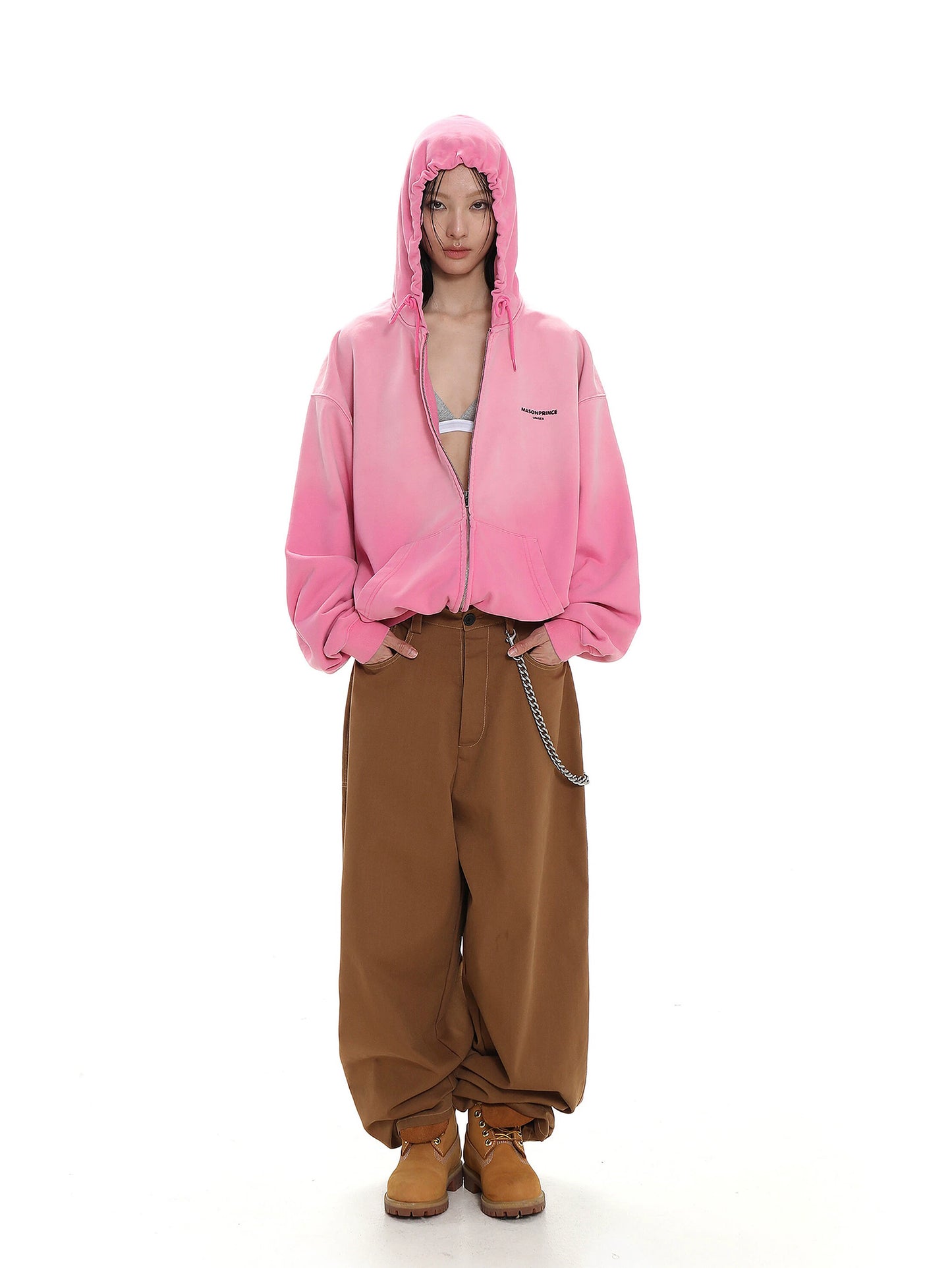 Blur Pattern Zip-Up Hoodie