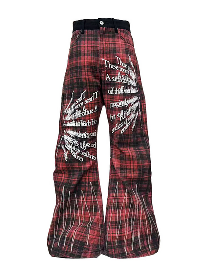 Red Plaid Punk Jeans