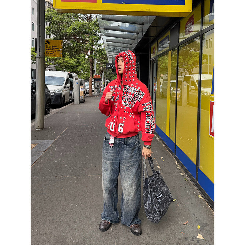 American Star Letter Print Hooded Parker