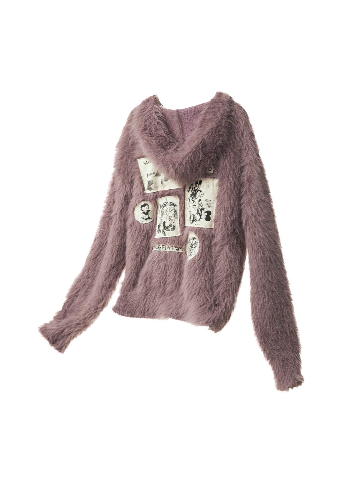 Hooded Faux-Mink Knitted Sweater