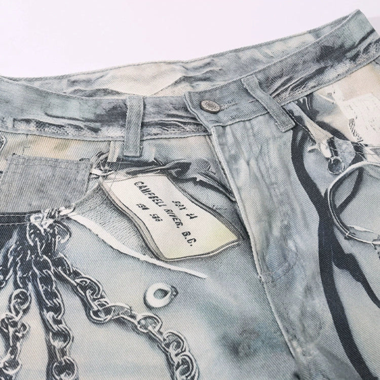 Graffiti  Wide-Leg Jeans