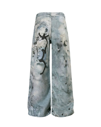 Graffiti  Wide-Leg Jeans