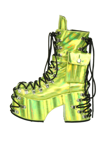Laser Green Retro Platform Punk Boots