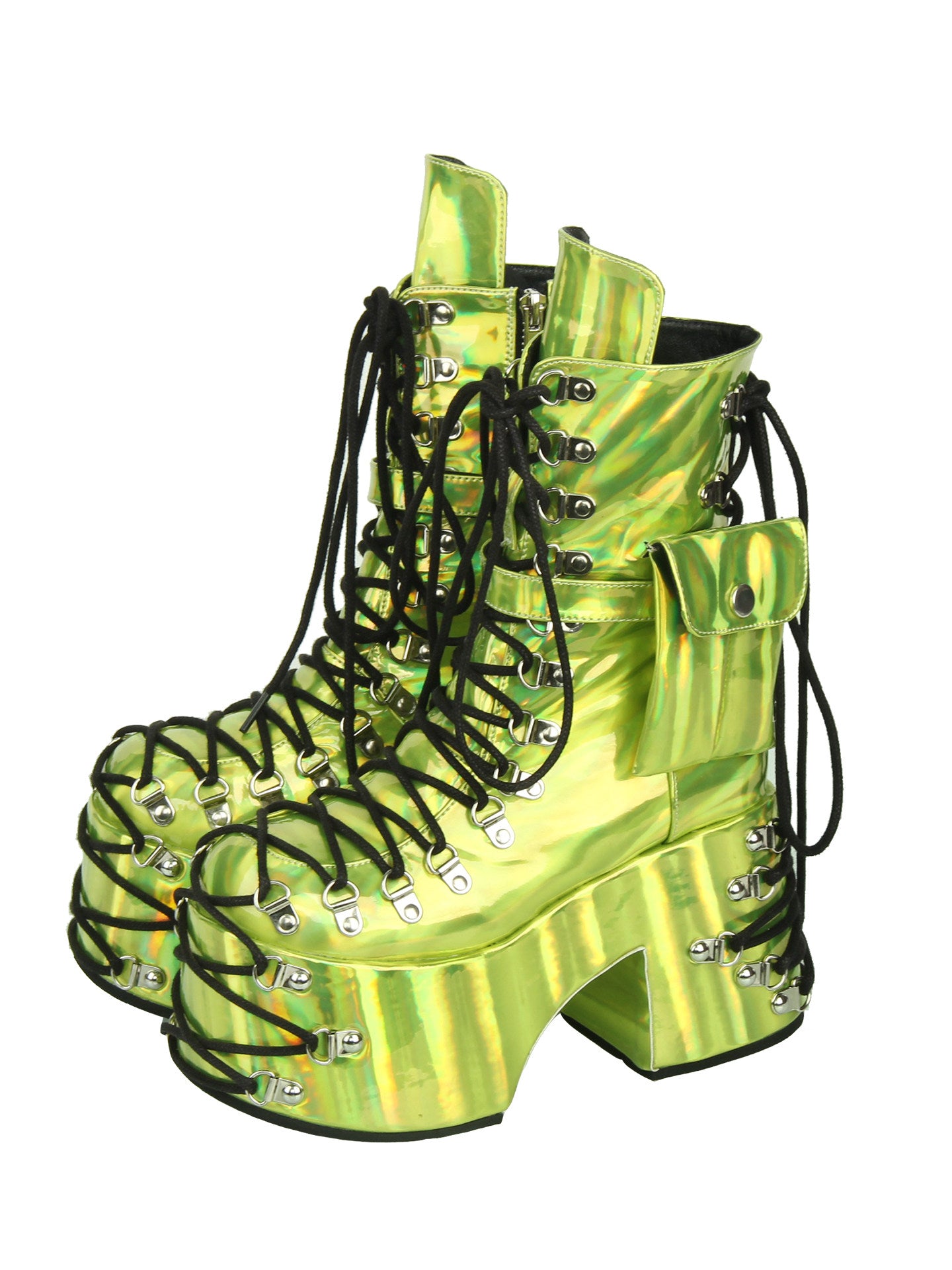Laser Green Retro Platform Punk Boots