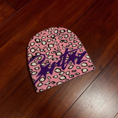 Leopard print Alcatraz" Opium style cold knitted hat trend