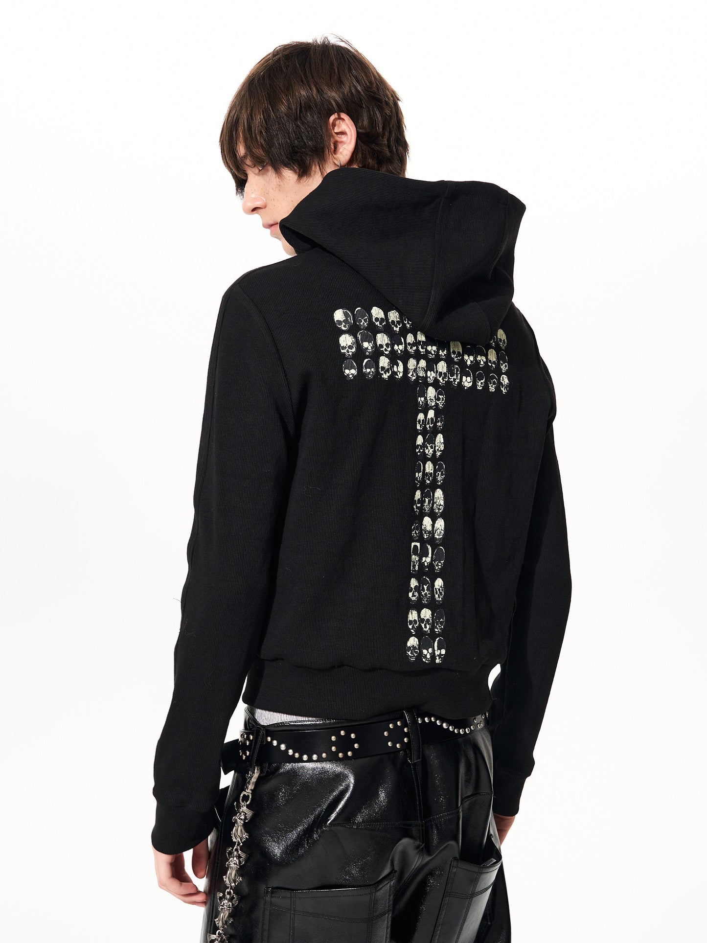 Skull Cross Zip Sweat Hoodie