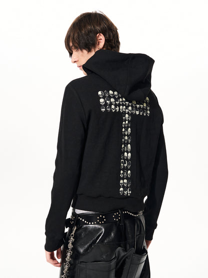Skull Cross Zip Sweat Hoodie