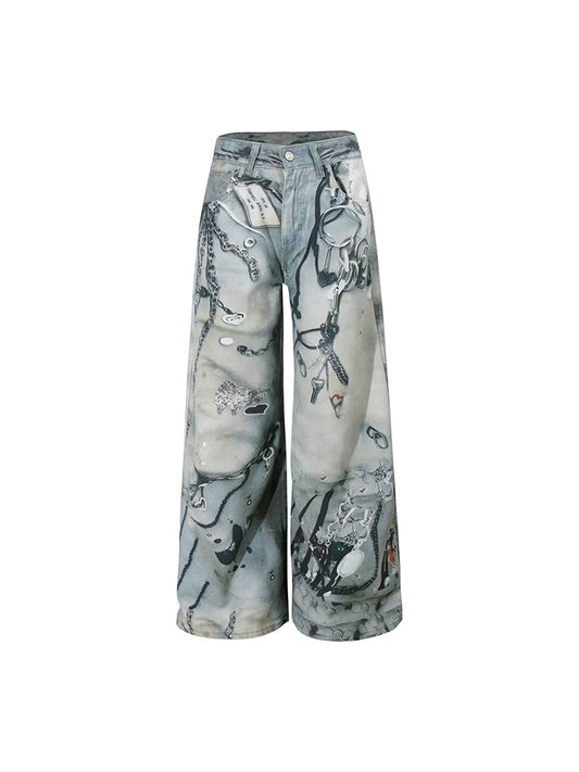 Graffiti  Wide-Leg Jeans