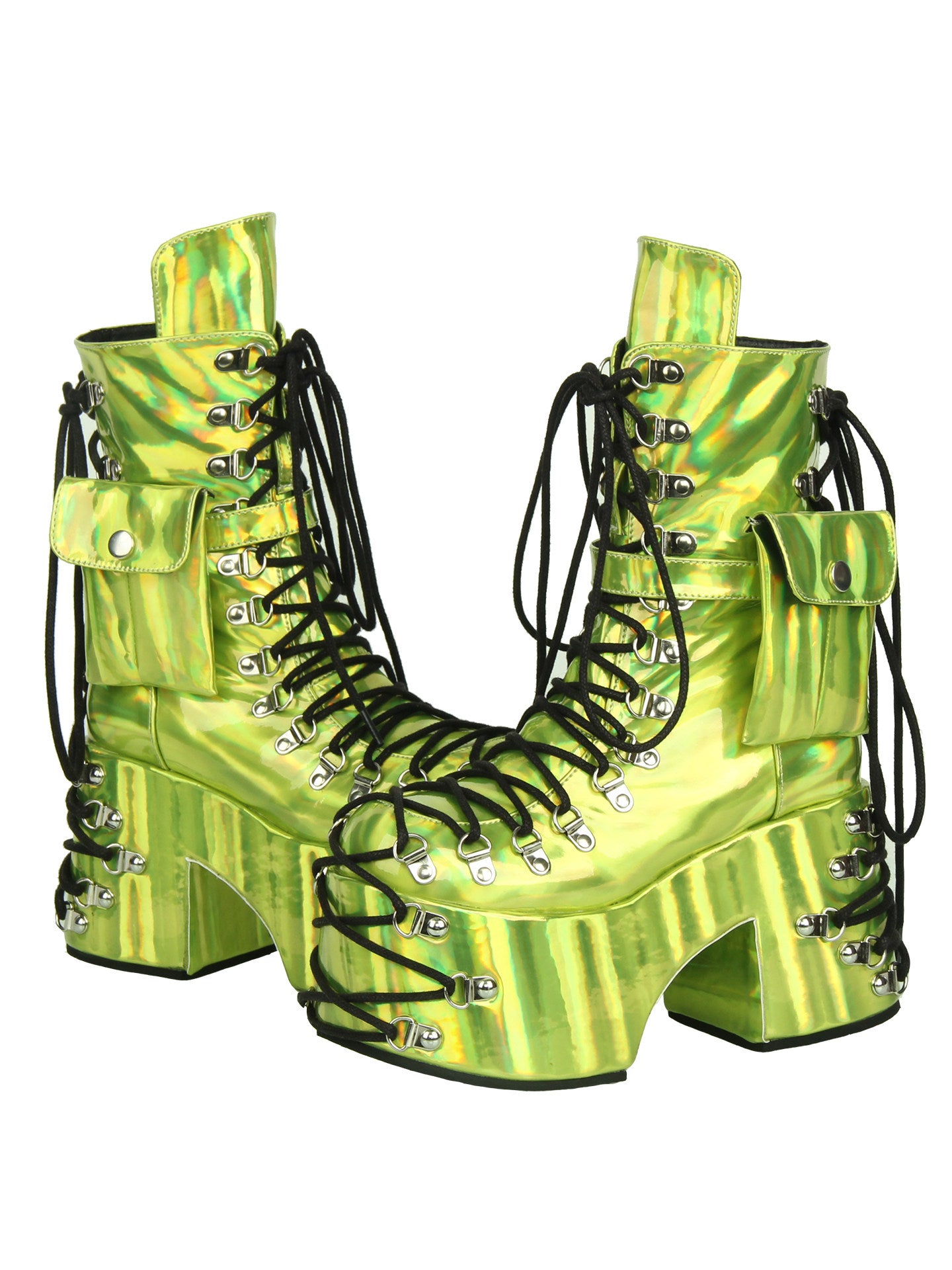 Laser Green Retro Platform Punk Boots