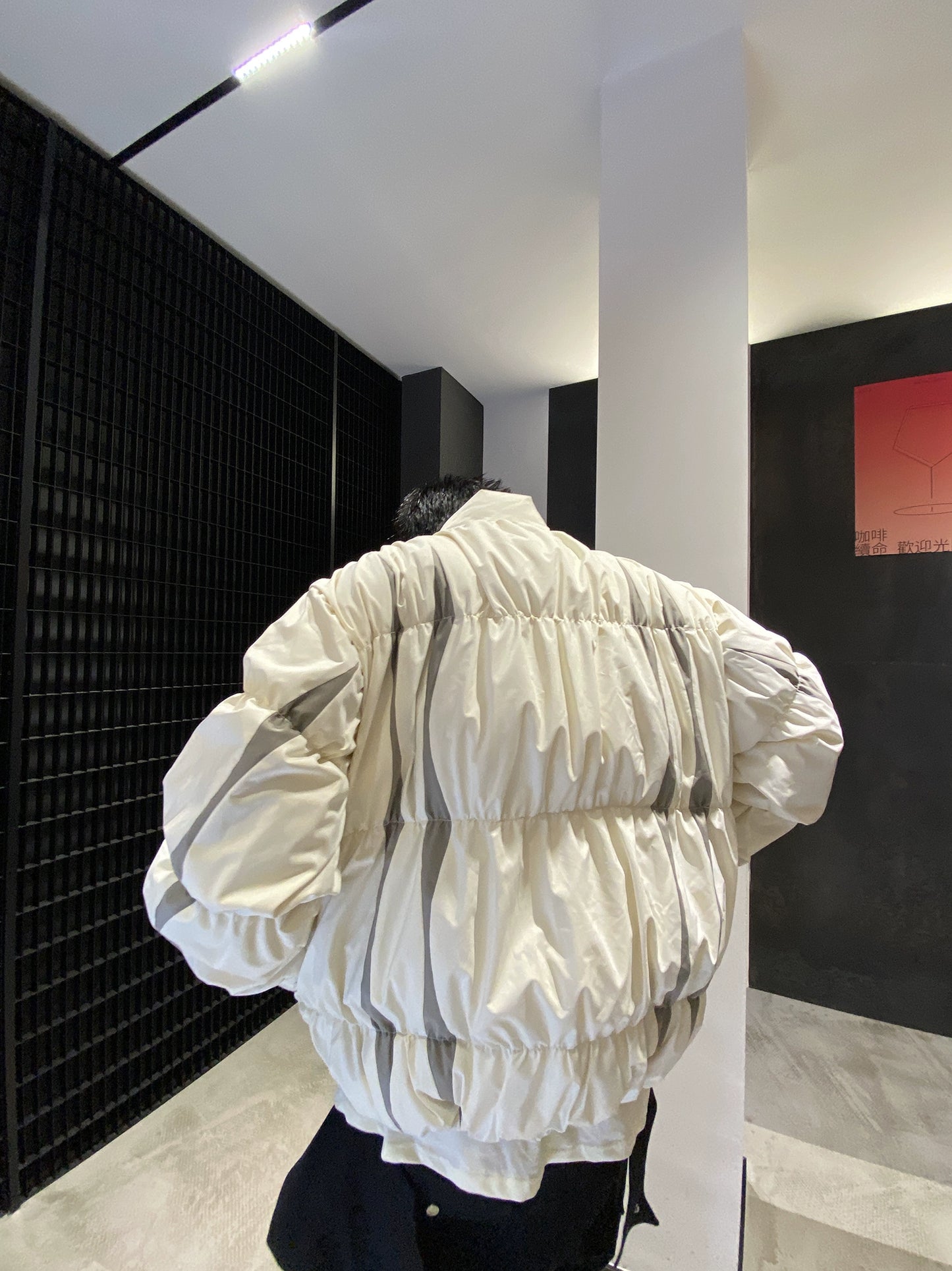 Striped Stand Collar Down Jacket