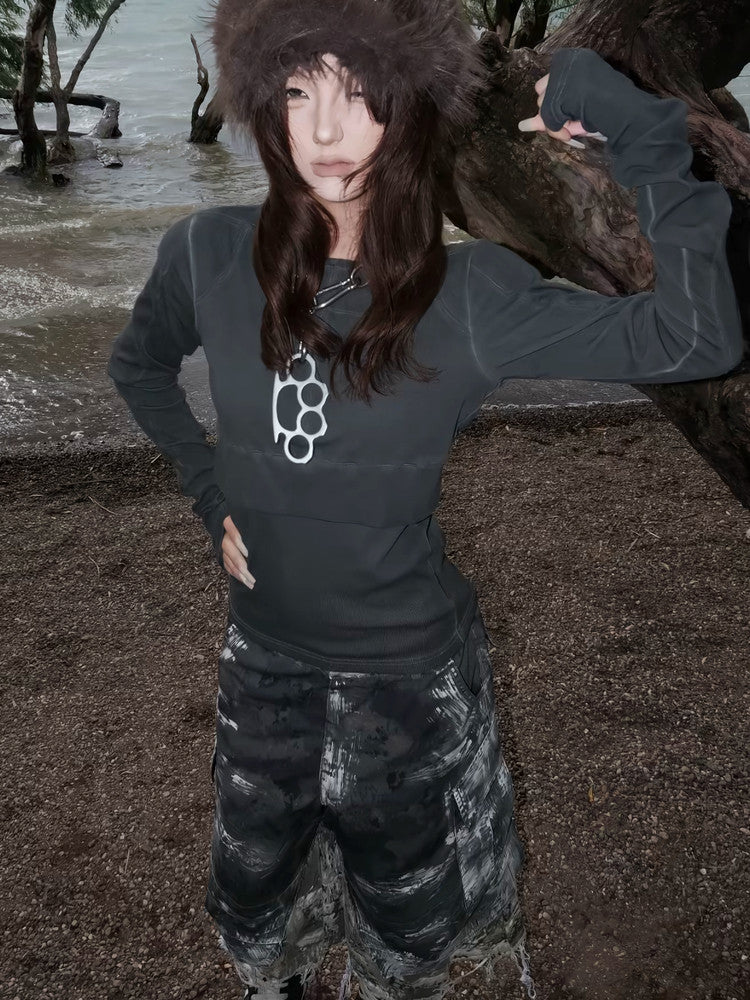 Aged Cross Slim Long Sleeve Tee