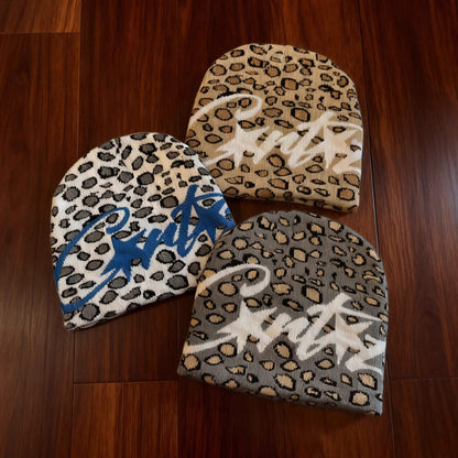 Leopard print Alcatraz" Opium style cold knitted hat trend