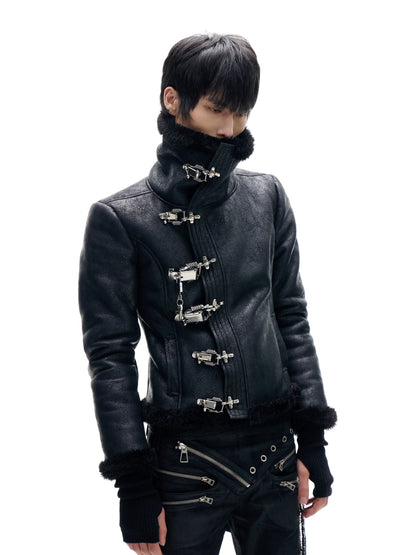 buckle turtleneck two-piece jacket for men and women