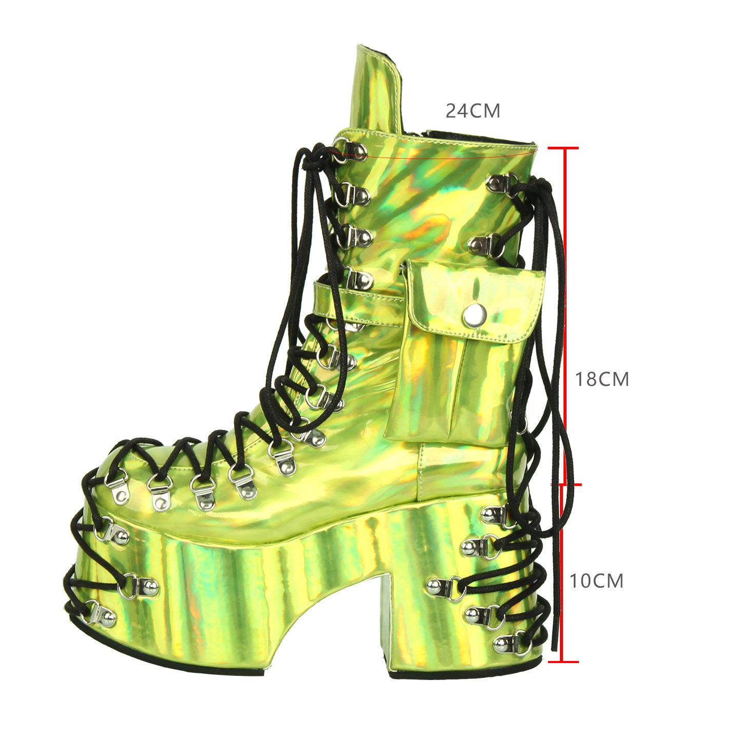 Laser Green Retro Platform Punk Boots