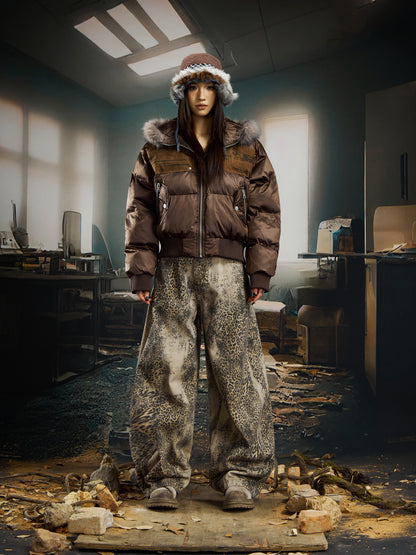 Fur collar ultra-short thickened warm cotton clothes