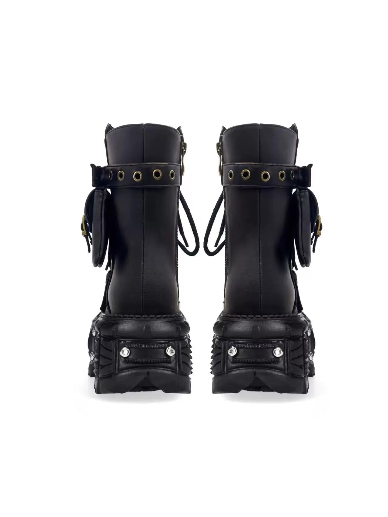 Brown Gothic Biker Boots Unisex