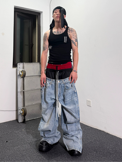 Washed Blue Denim Pants