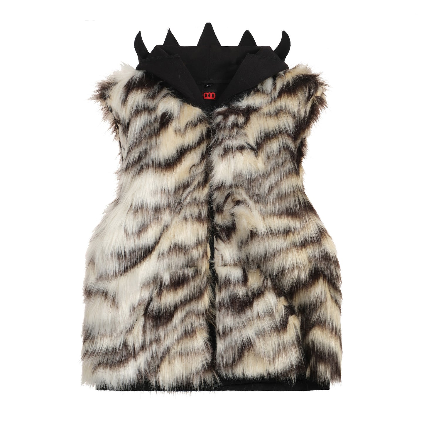 Tiger Stripe Spiked Crown Fur Vest