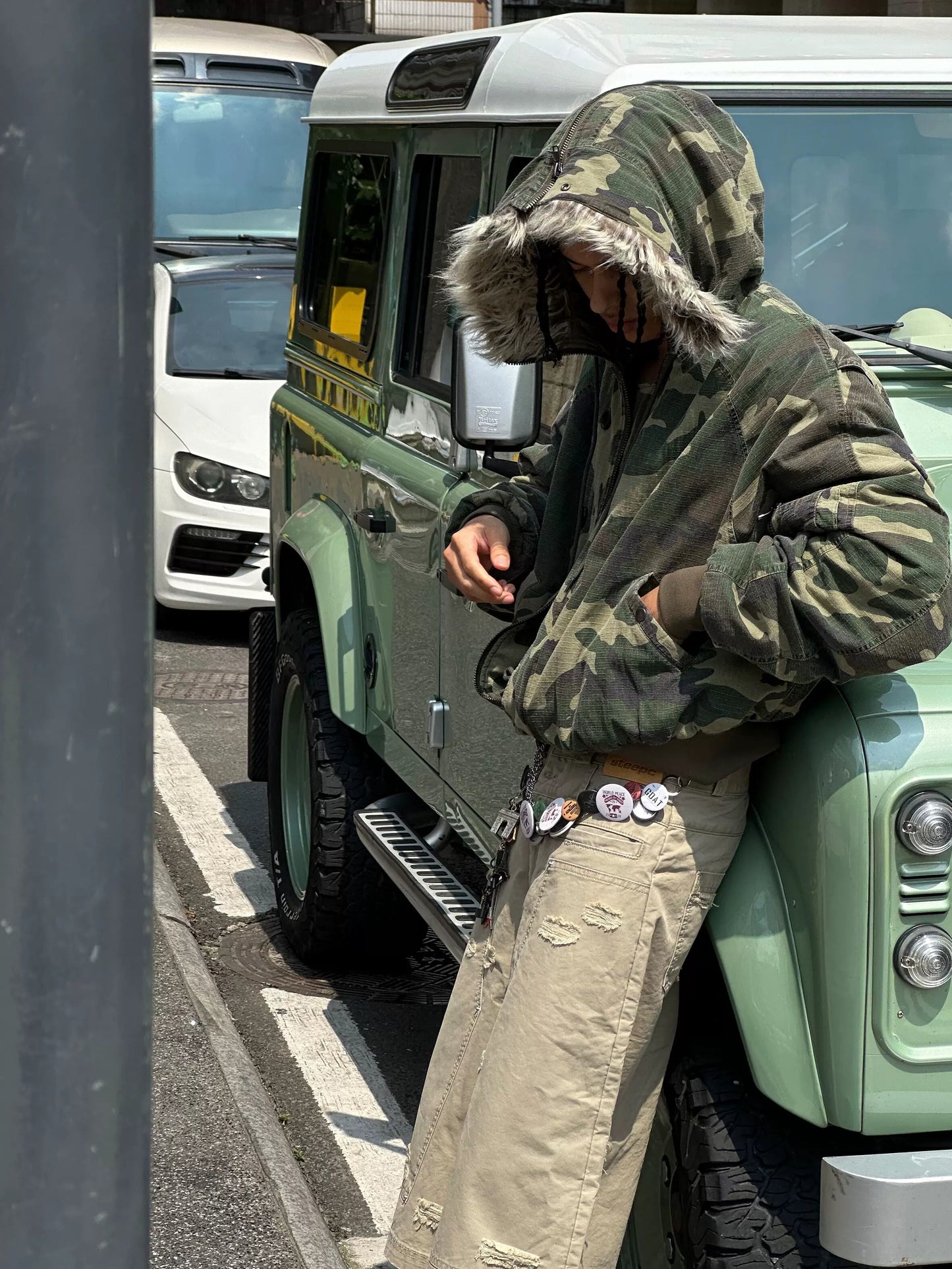 Army Green Camouflage Fur Jacket