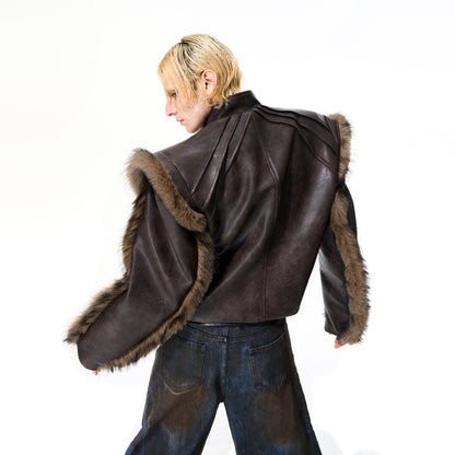 Vintage Cropped Faux Leather Jacket