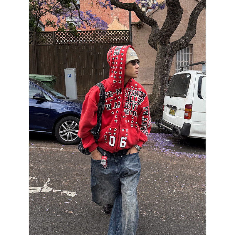 American Star Letter Print Hooded Parker