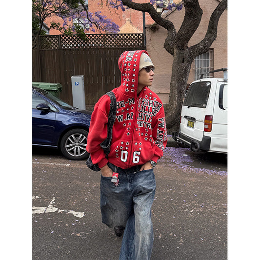 American Star Letter Print Hooded Parker