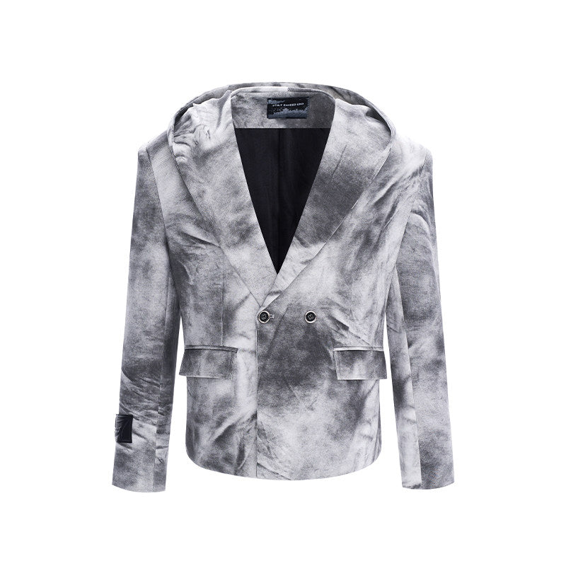 Red Hooded Suit Jacket Men's Autumn Spring Suit