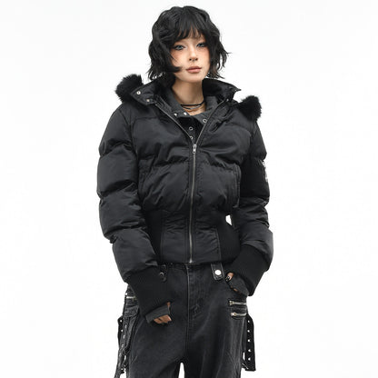 Fur collar detachable hooded cotton jacket