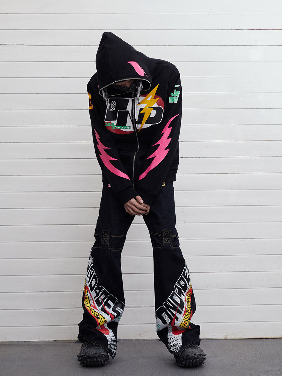 Street Racing Print Double-Zip Hoodie