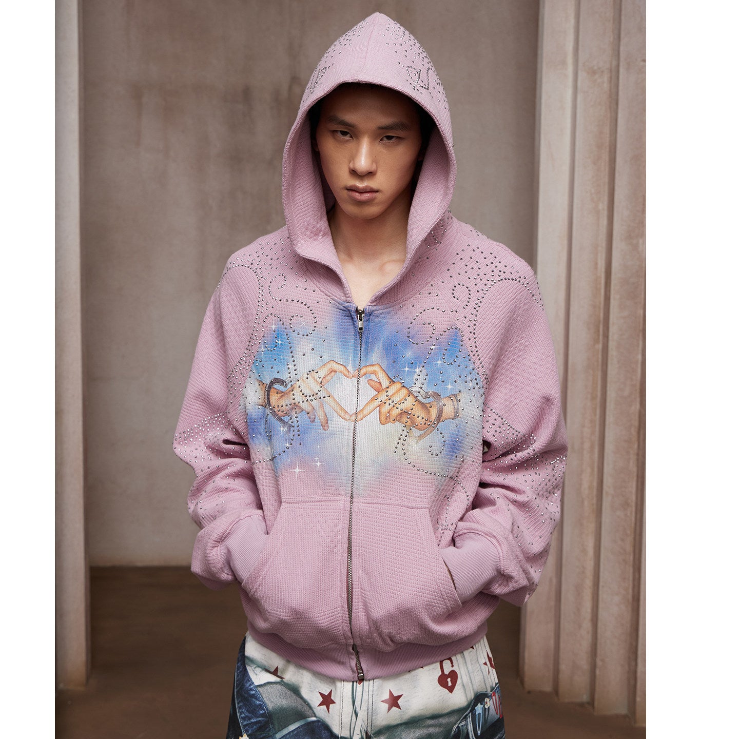 Dream Core Rhinestone Zip Hoodie