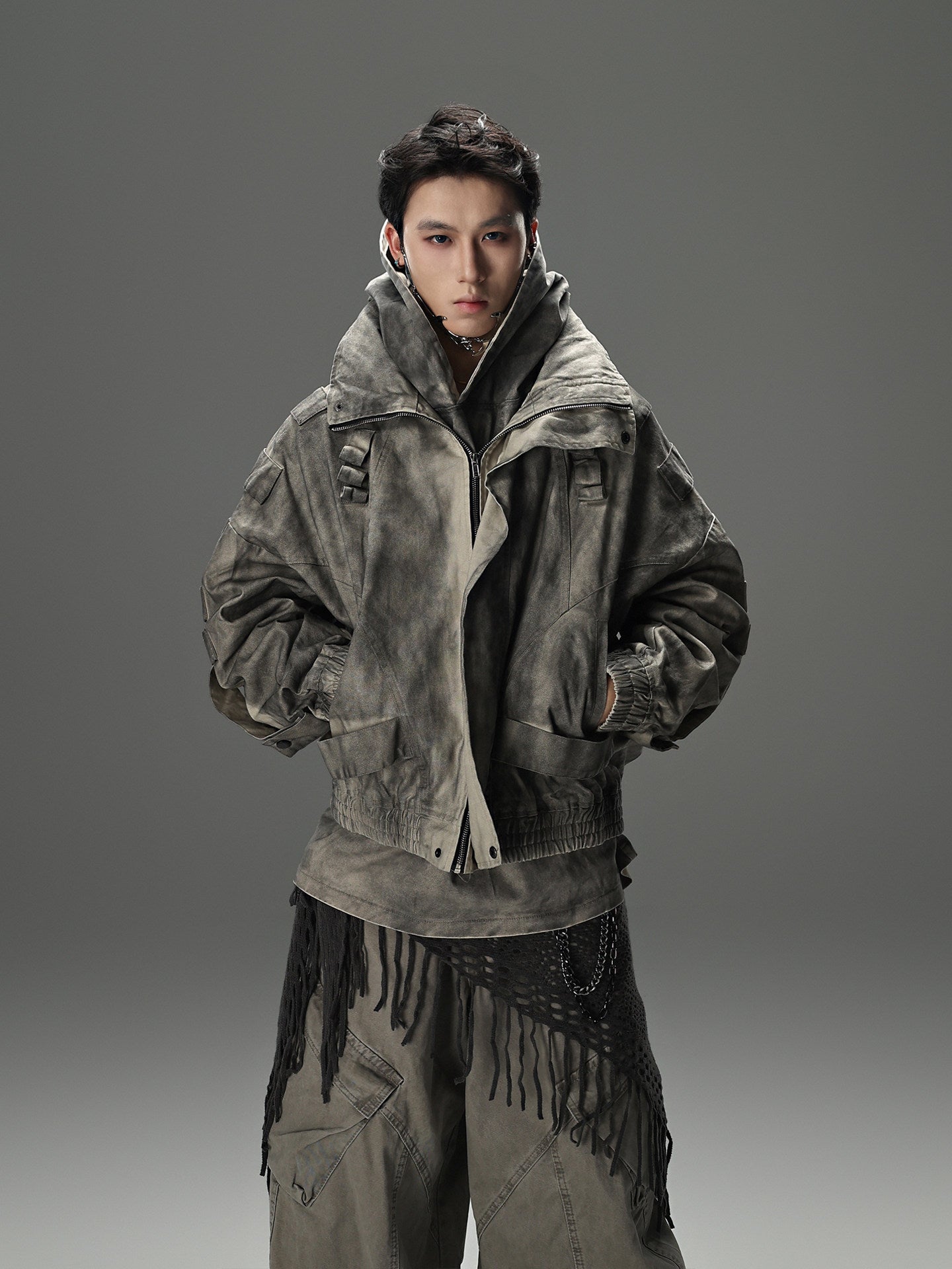 Wasteland Style Vintage Washed Denim Jacket Man