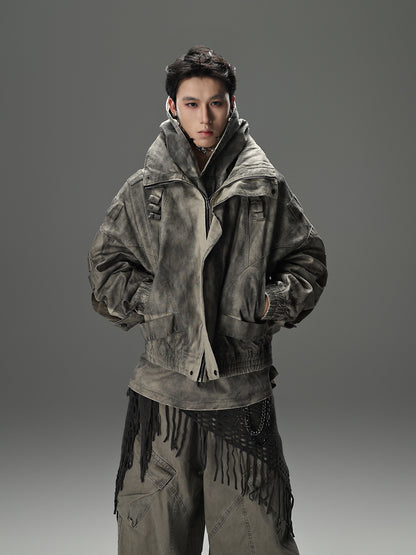 Wasteland Style Vintage Washed Denim Jacket Man