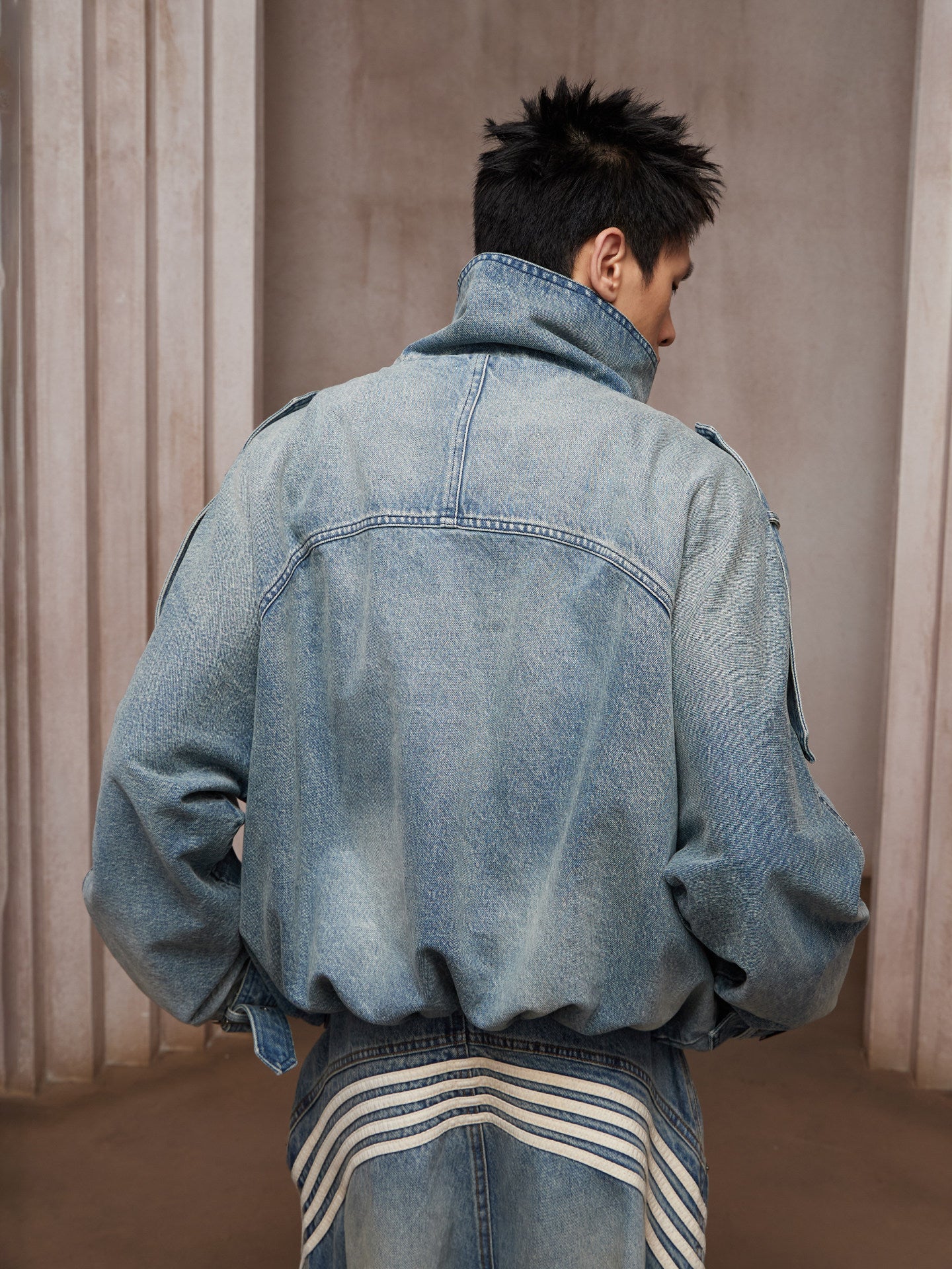 Denim jacket stand-up collar jacket trench coat