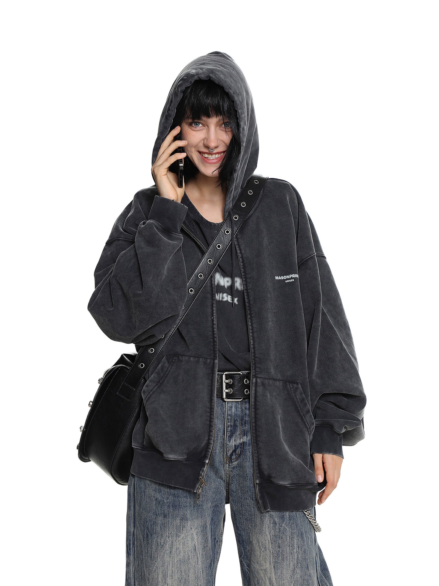 Blur Pattern Zip-Up Hoodie