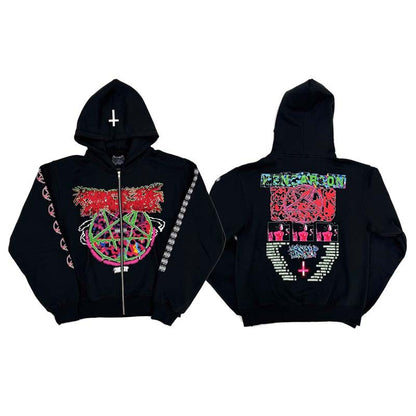 Tourhoddie hooded zip-up cardigan jacket opium