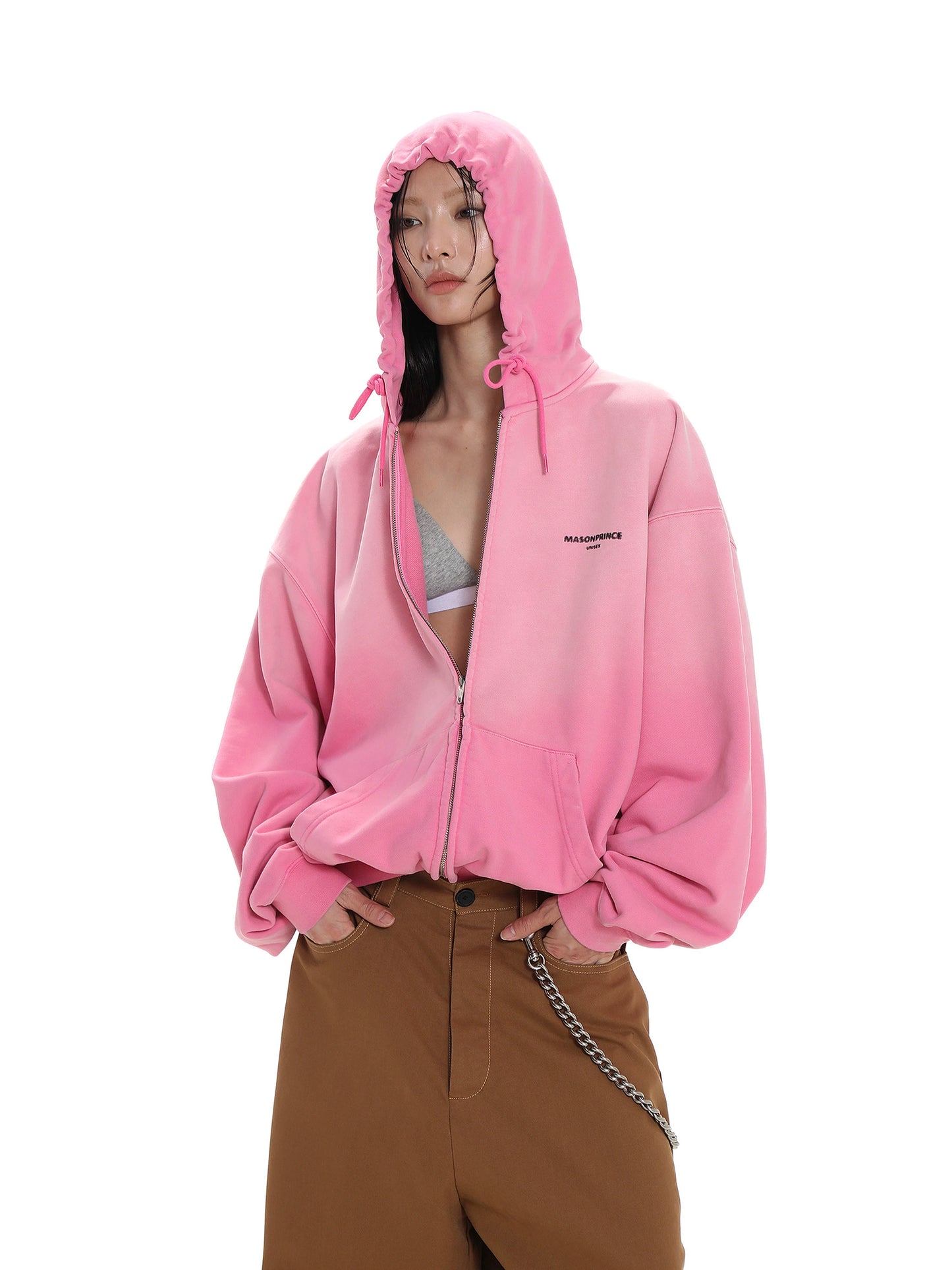 Blur Pattern Zip-Up Hoodie