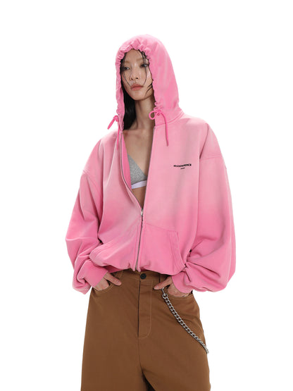 Blur Pattern Zip-Up Hoodie