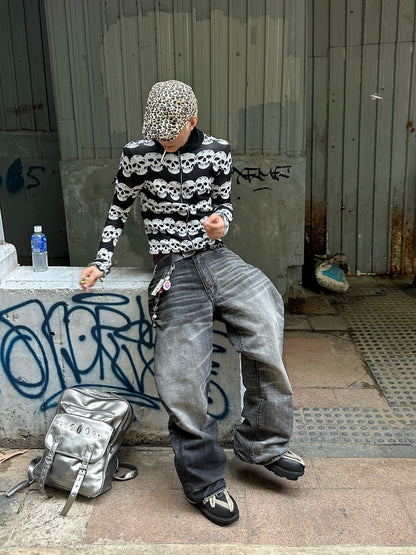 Skull Stripe Jacquard Jacket