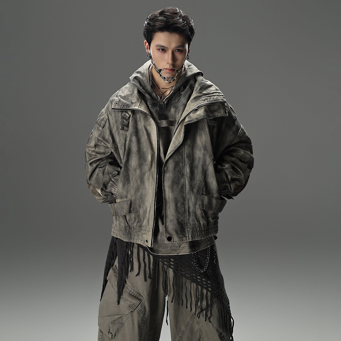 Wasteland Style Vintage Washed Denim Jacket Man