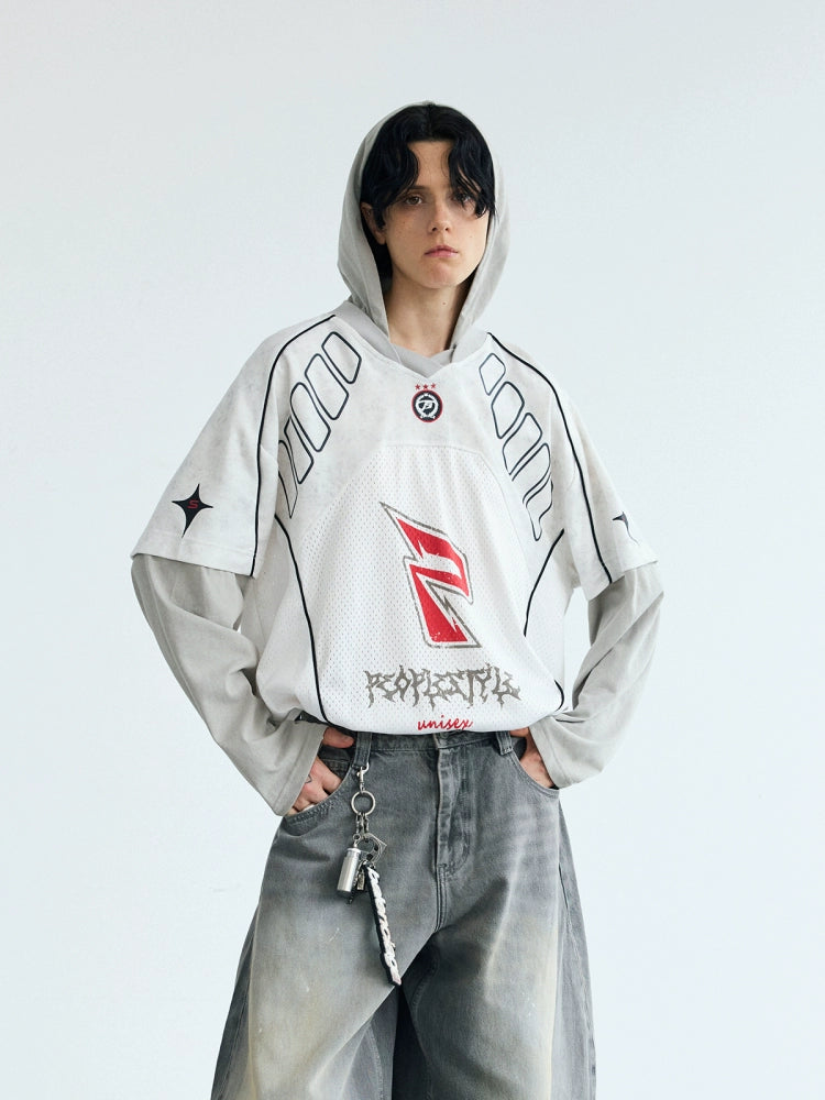 Racing Patchwork Hoodie Jersey