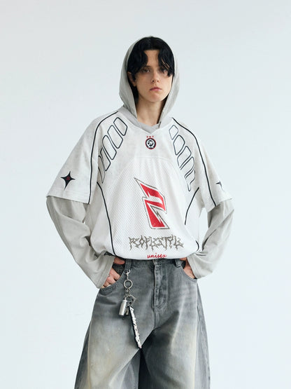 Racing Patchwork Hoodie Jersey