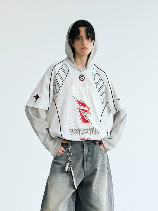 Racing Patchwork Hoodie Jersey