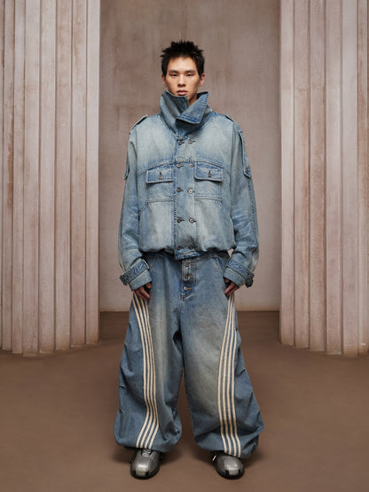 Denim jacket stand-up collar jacket trench coat