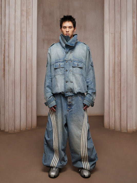 Denim jacket stand-up collar jacket trench coat