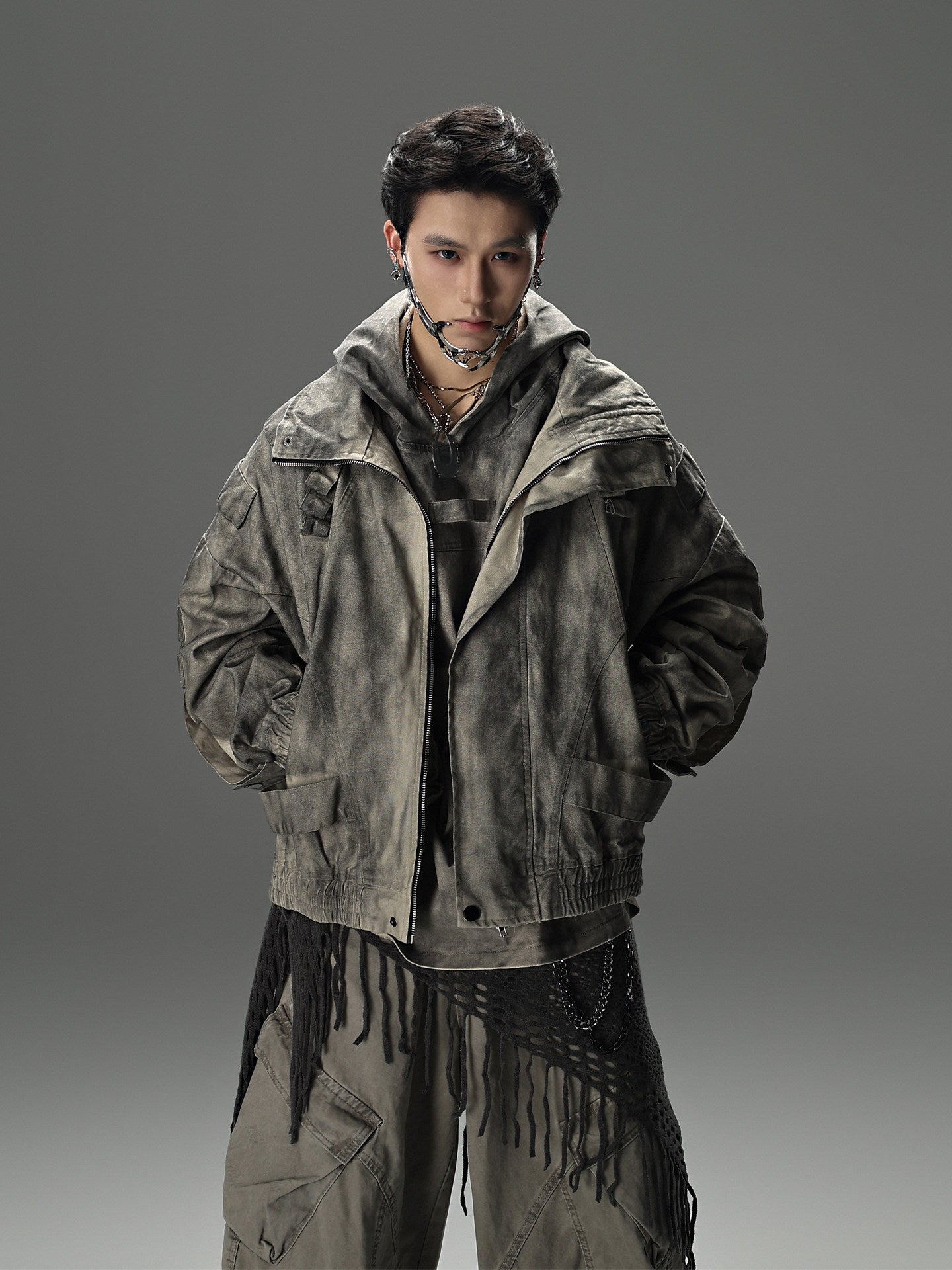 Wasteland Style Vintage Washed Denim Jacket Man