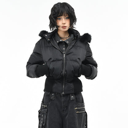Fur collar detachable hooded cotton jacket